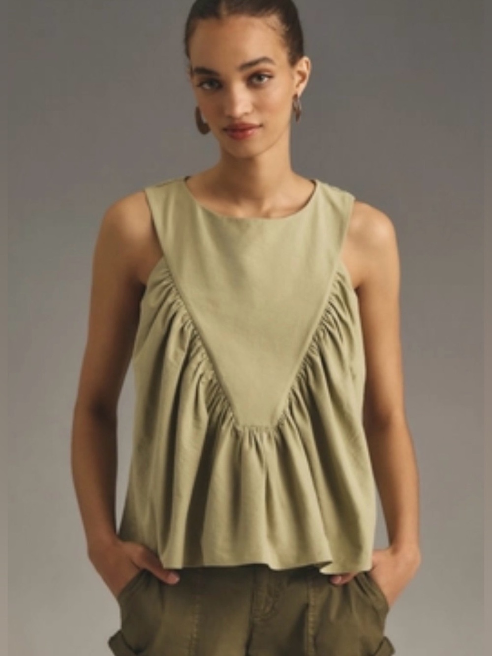 Mare Mare Anthropologie NWT Green Peplum Top Size S
